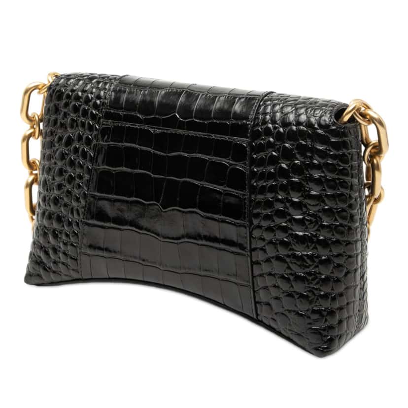 Balenciaga Croc Embossed Leather Downtown Crossbody XS Black Leather Very good condition - Back View