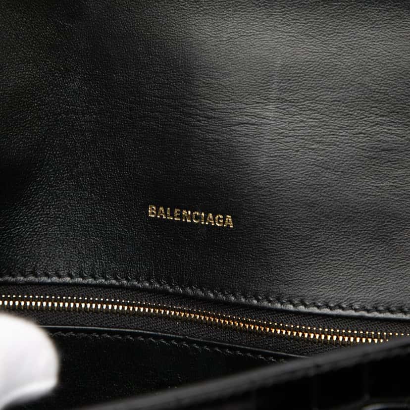 Balenciaga Croc Embossed Leather Downtown Crossbody XS Black Leather Very good condition - Box View