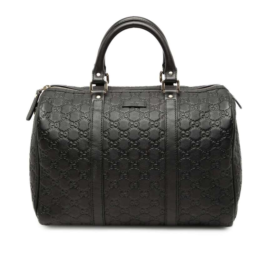 Gucci Medium Guccissima Joy Boston Bag Black Leather Very good condition - Front View