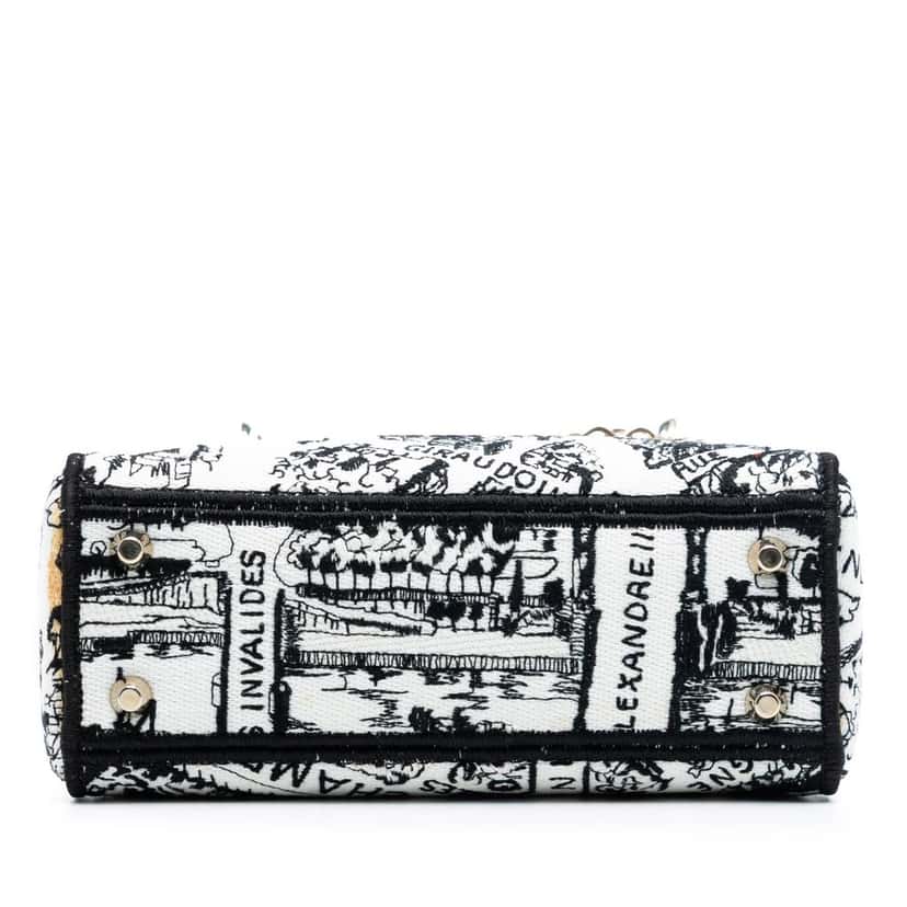 Dior Mini Embroidered Canvas Plan de Paris Lady D Lite White Very good condition - Inside View