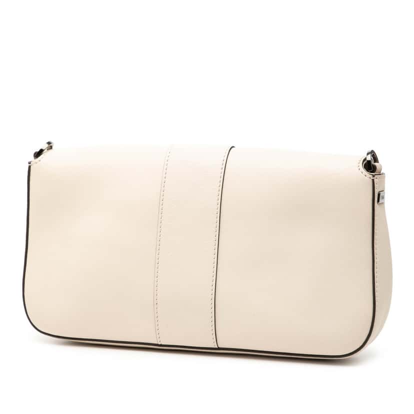 Fendi Whipstitch Leather Baguette Crossbody White Leather Very good condition - Back View