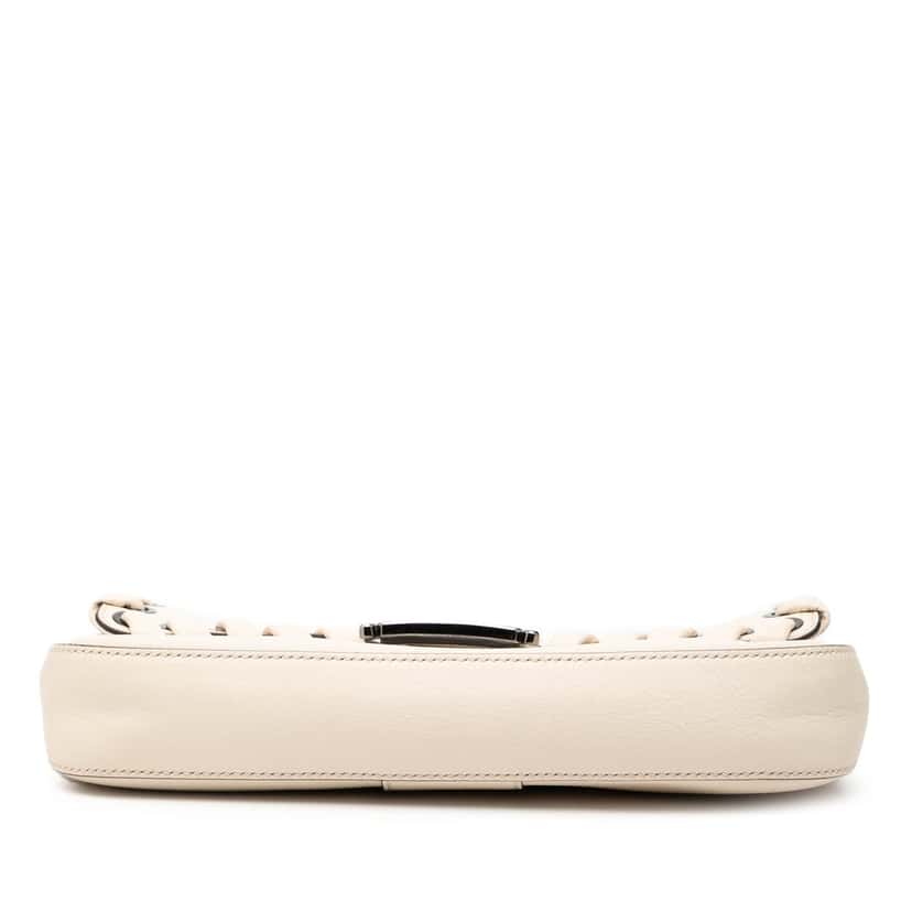 Fendi Whipstitch Leather Baguette Crossbody White Leather Very good condition - Inside View