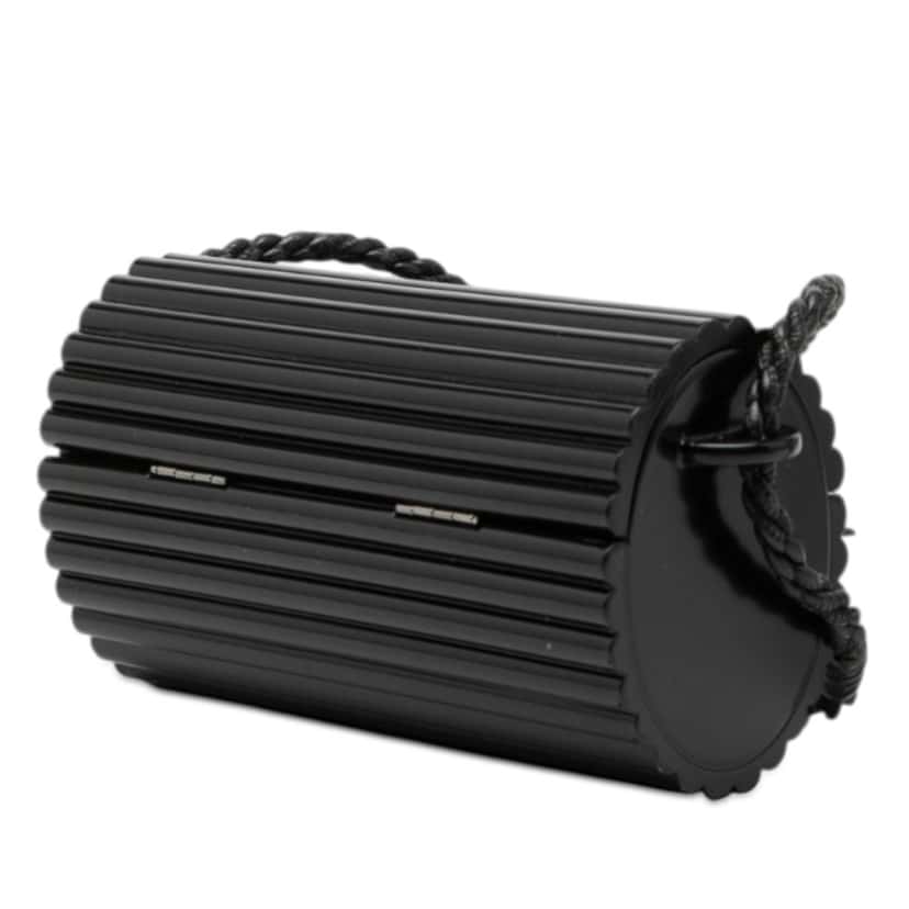Saint Laurent Ribbed Acrylic Lambskin Fringe Monogram Monochrome Opium Box Bag Black Plastic Good condition - Back View