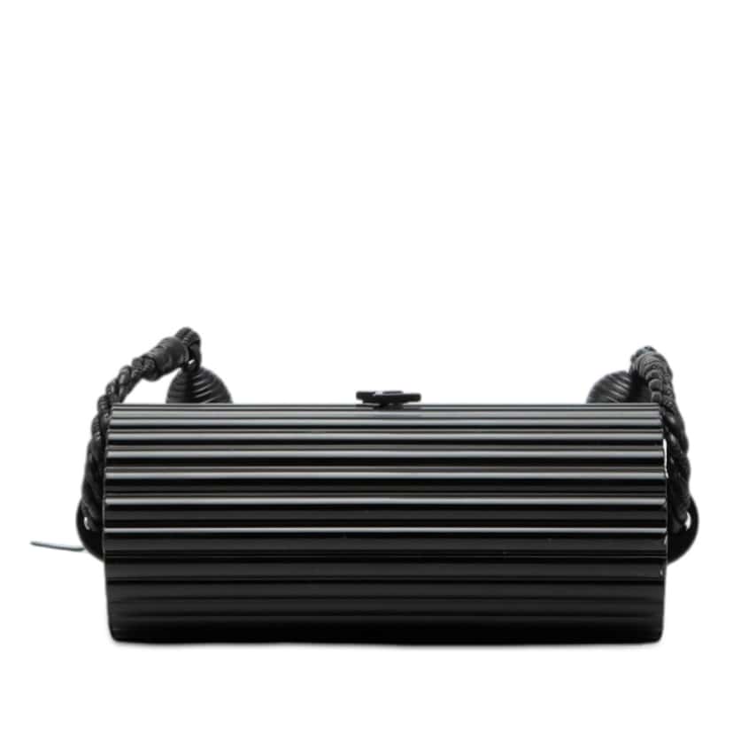 Saint Laurent Ribbed Acrylic Lambskin Fringe Monogram Monochrome Opium Box Bag Black Plastic Good condition - Inside View