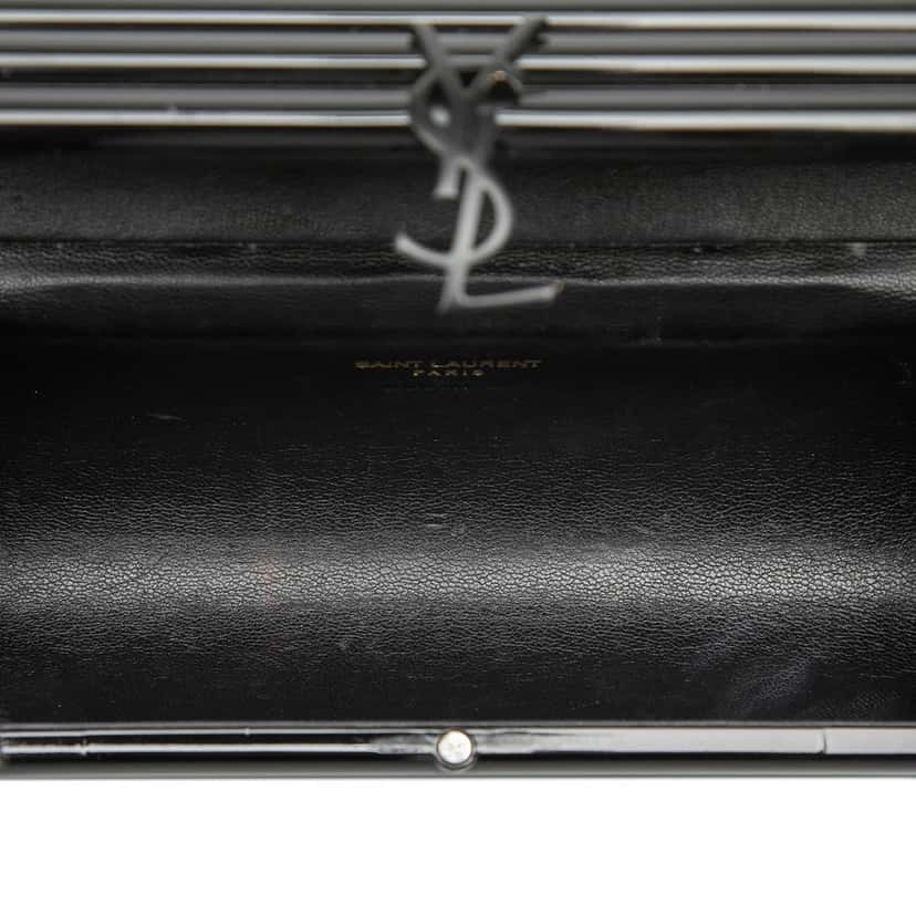 Saint Laurent Ribbed Acrylic Lambskin Fringe Monogram Monochrome Opium Box Bag Black Plastic Good condition - Model View