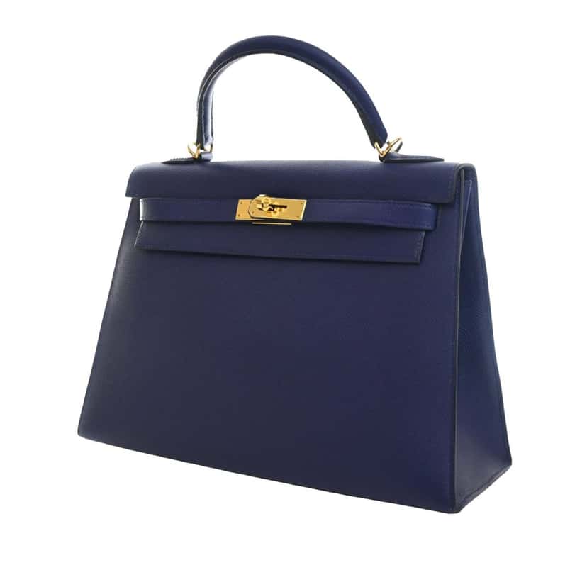 Hermès Epsom Kelly II Retourne 32 Blue Leather Very good condition - Inside View