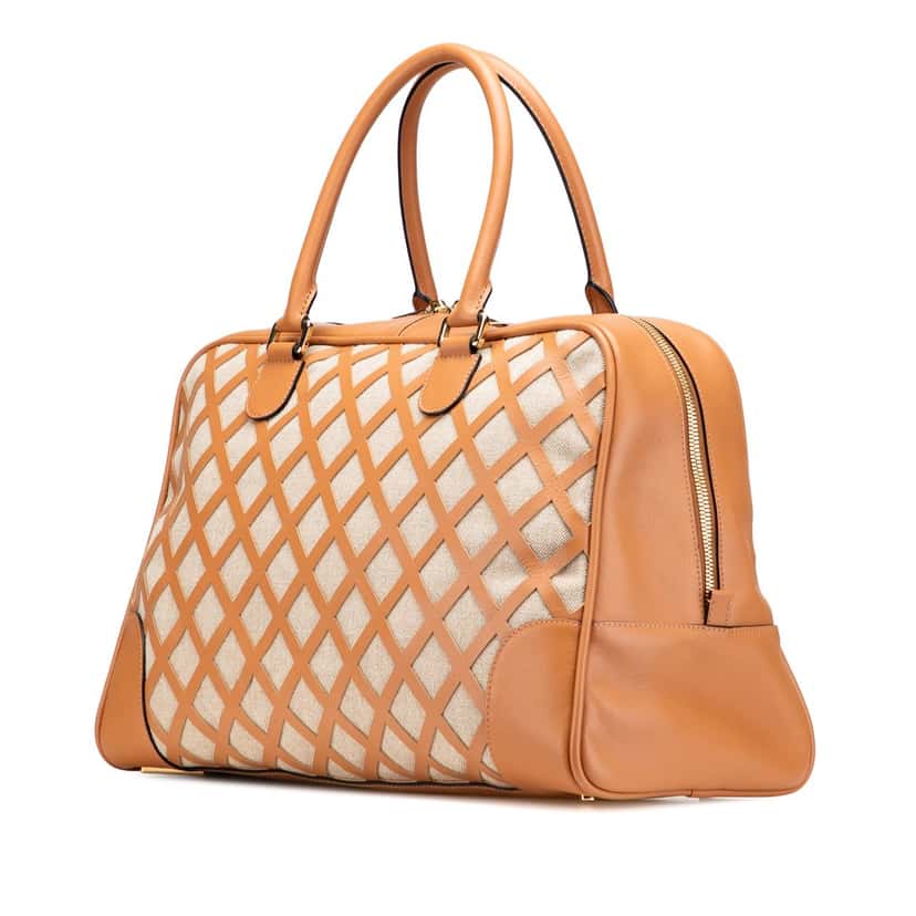 Loewe Extra Large Canvas and Cut Out Leather Amazona 75 Beige Leather Very good condition - Back View