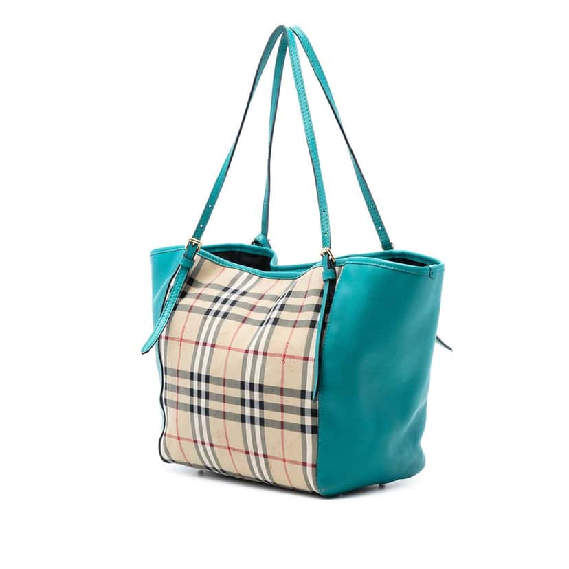 Burberry Small Haymarket Check Canvas and Leather Canterbury Tote Beige Very good condition - Back View