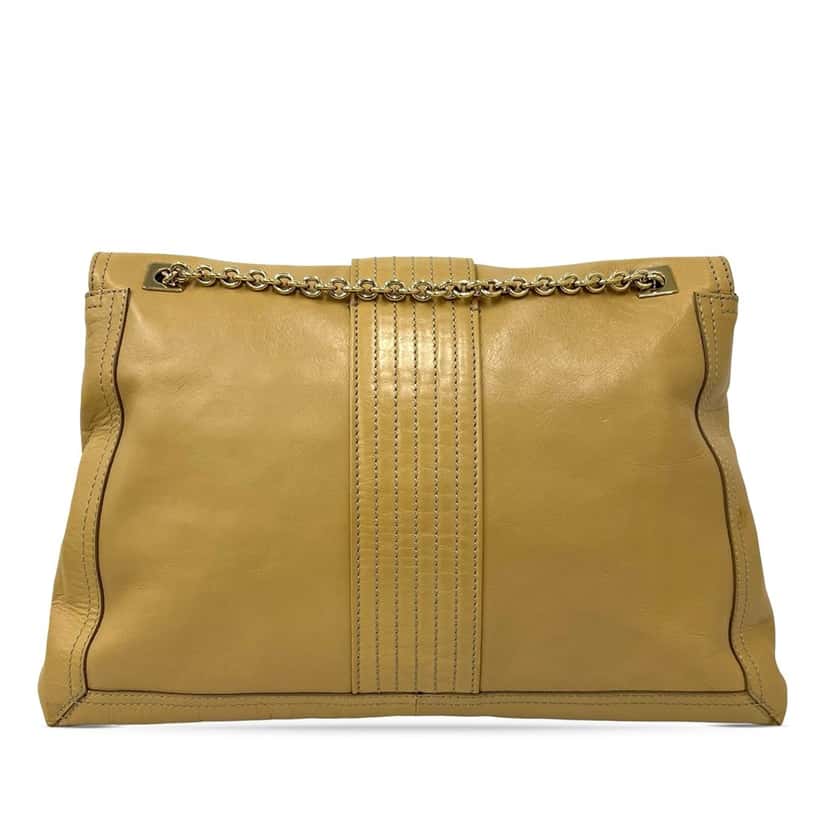 Fendi Leather Maxi Baguette Flap Bag Brown Leather Very good condition - Back View