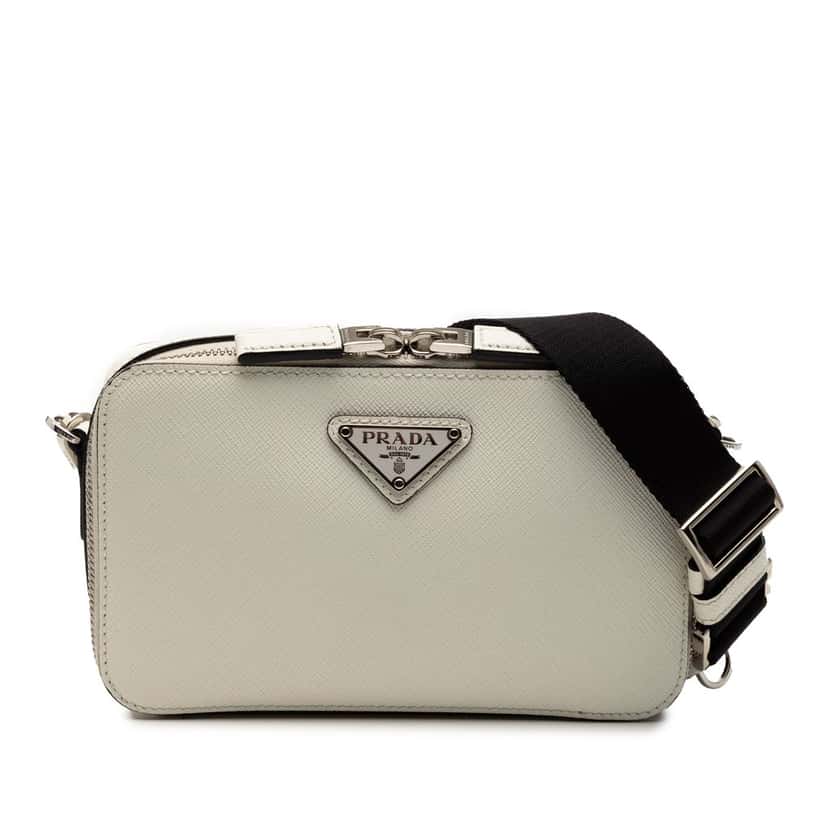 Prada Saffiano Brique Crossbody White Leather Very good condition - Front View