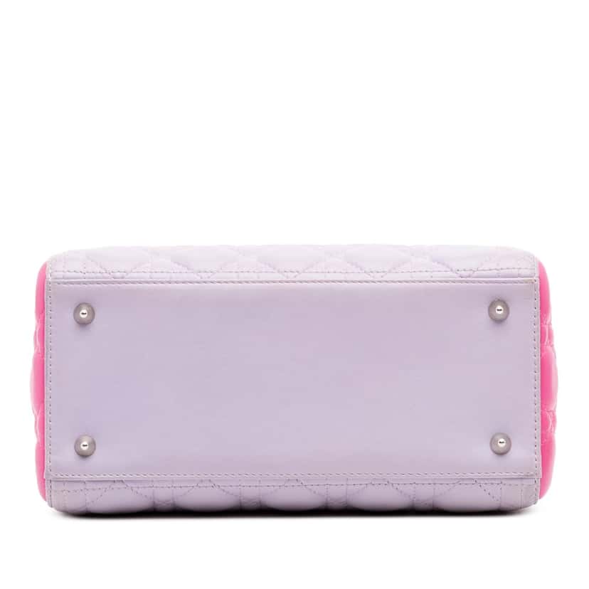 Dior Medium Bicolor Lambskin Cannage Lady Dior Purple Leather Very good condition - Inside View