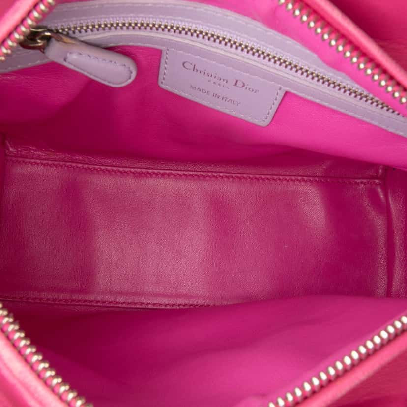 Dior Medium Bicolor Lambskin Cannage Lady Dior Purple Leather Very good condition - Model View