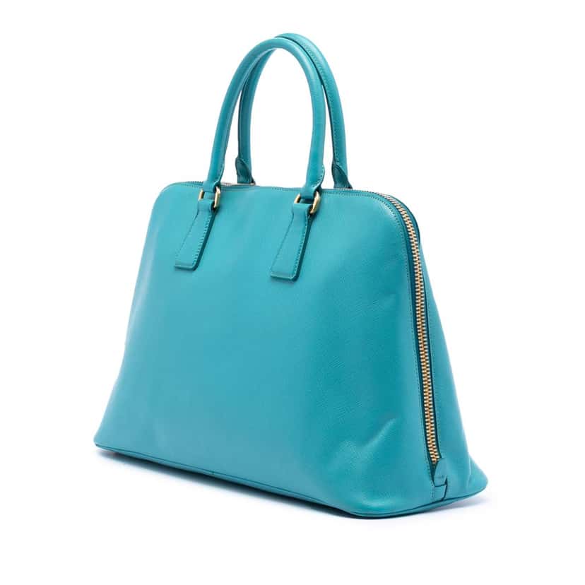 Prada Large Saffiano Lux Promenade Satchel Blue Leather Very good condition - Back View