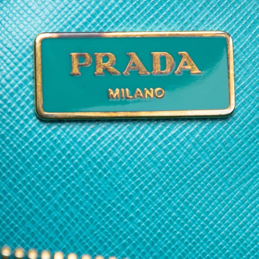 Prada Large Saffiano Lux Promenade Satchel Blue Leather Very good condition - Box View