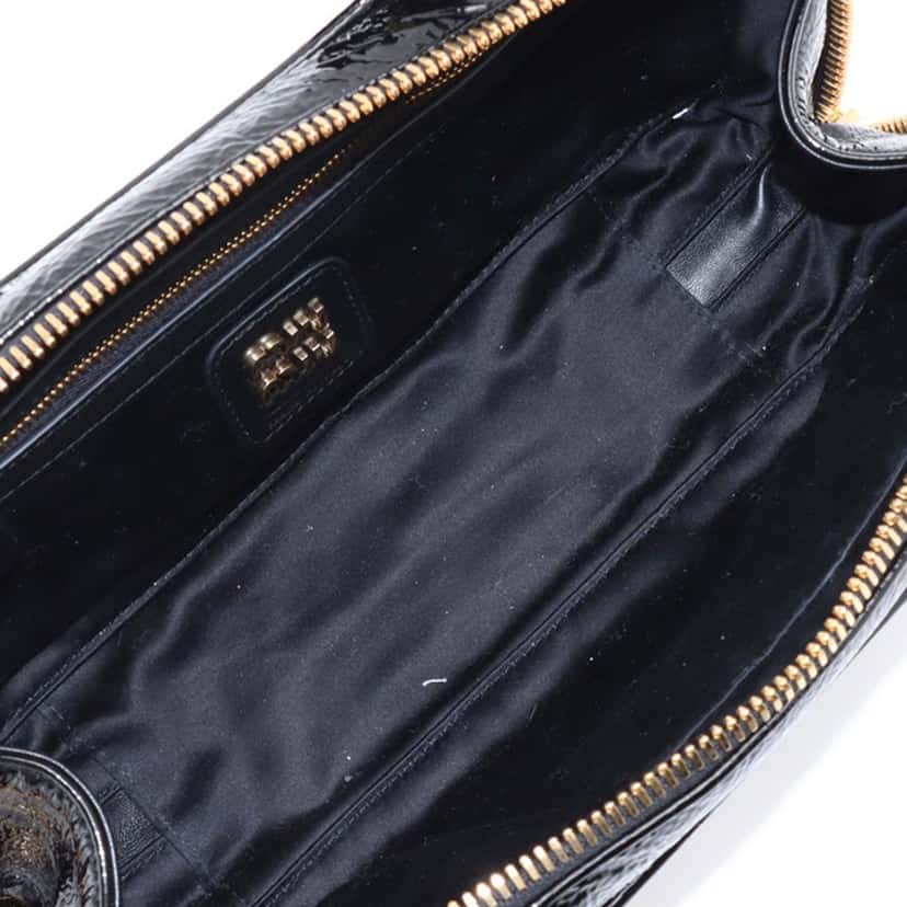 Miu Miu Small Naplak Patent Logo Beau Handbag Black Leather Very good condition - Inside View