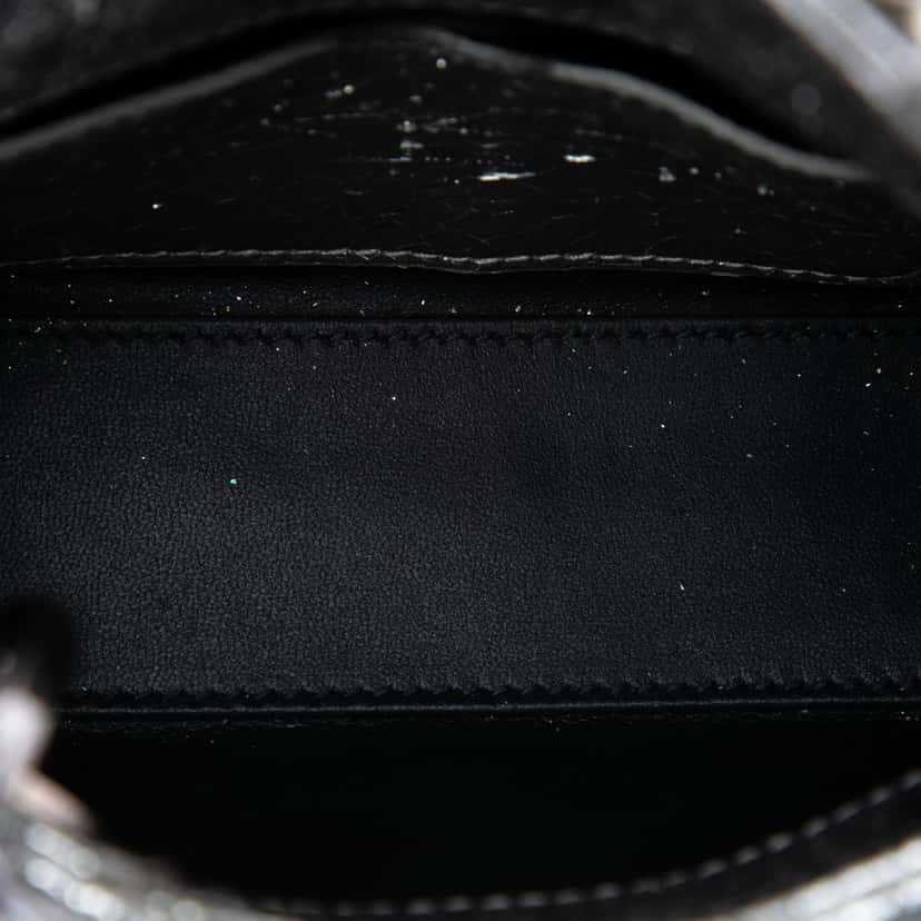 Dior Micro Metallic Crinkled Calfskin Cannage Lady Dior Silver Leather Very good condition - Model View