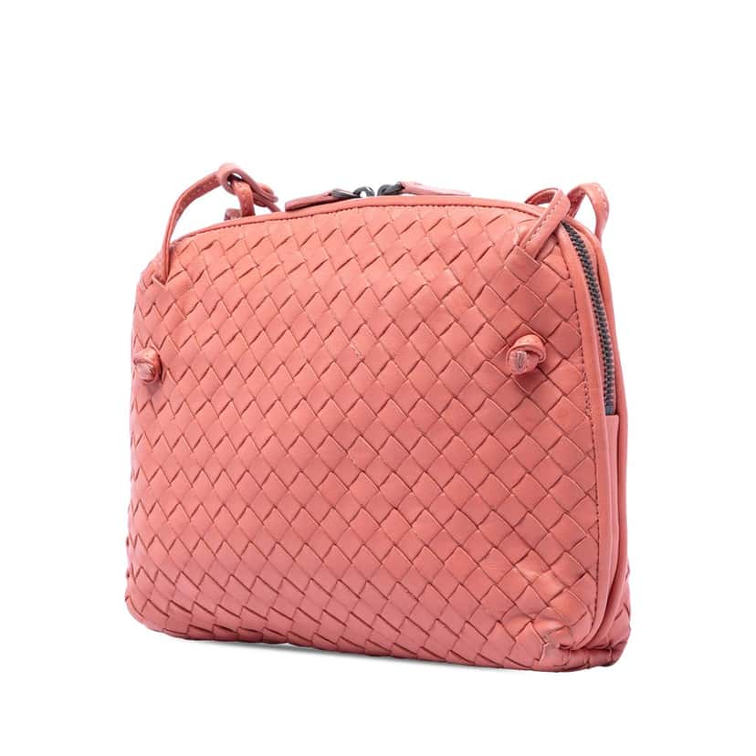 Bottega Veneta Nappa Intrecciato Nodini Crossbody Pink Leather Very good condition - Back View