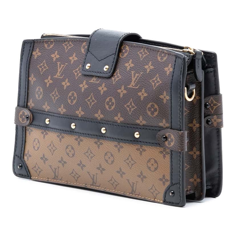 Louis Vuitton Monogram Reverse Trunk Clutch Brown Very good condition - Back View