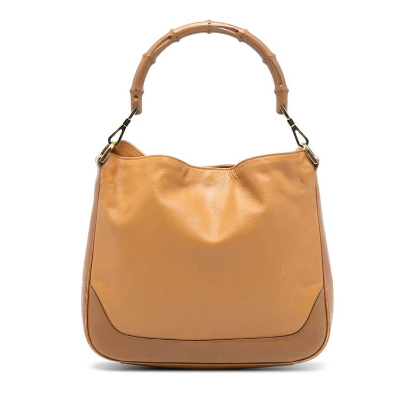Gucci Calfskin Bamboo Satchel Brown Leather Very good condition - Front View