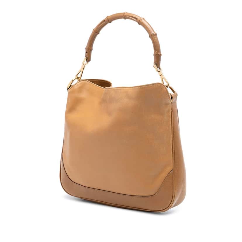 Gucci Calfskin Bamboo Satchel Brown Leather Very good condition - Back View