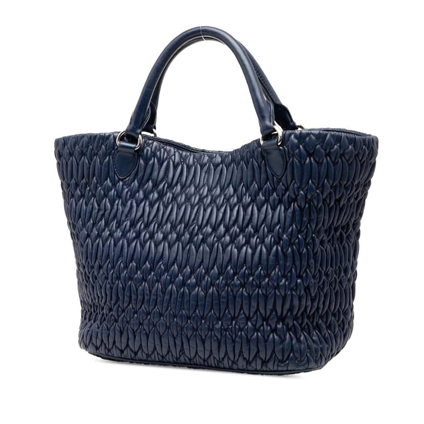 Miu Miu Matelasse Nappa Crystal Satchel Blue Leather Very good condition - Back View
