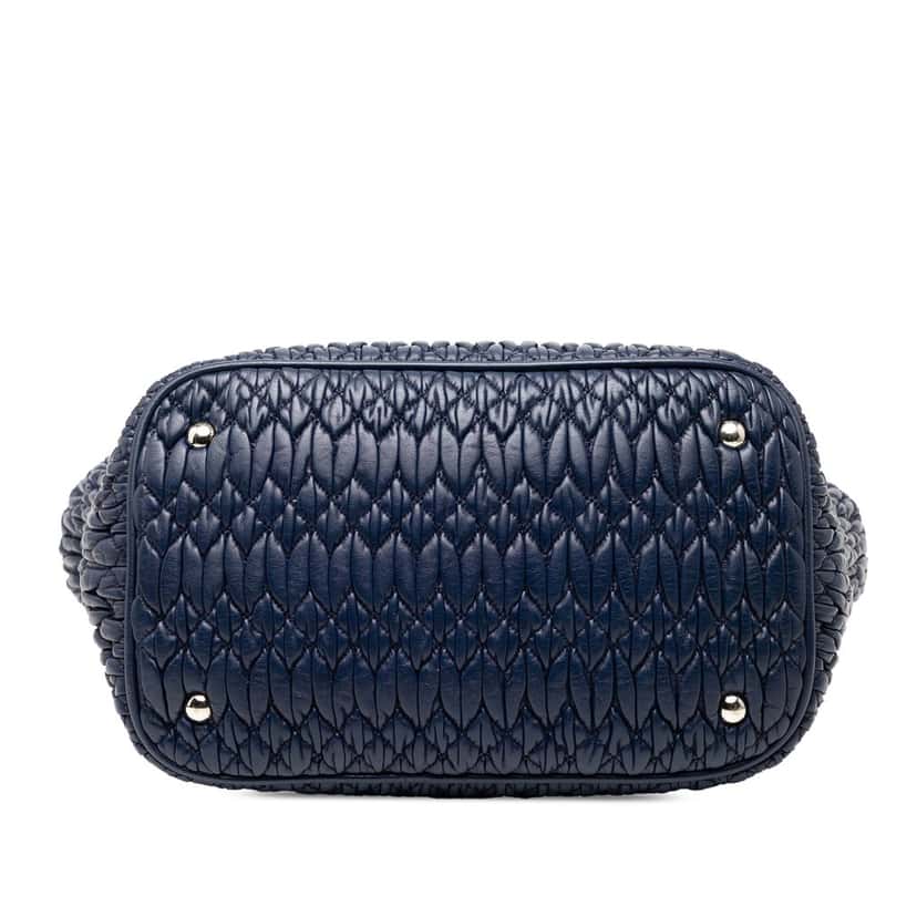Miu Miu Matelasse Nappa Crystal Satchel Blue Leather Very good condition - Inside View