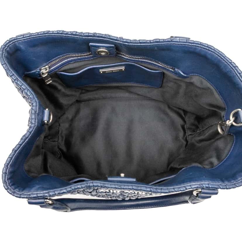 Miu Miu Matelasse Nappa Crystal Satchel Blue Leather Very good condition - Model View