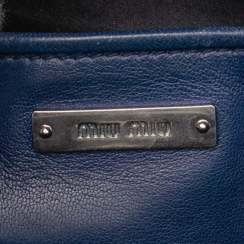 Miu Miu Matelasse Nappa Crystal Satchel Blue Leather Very good condition - Box View