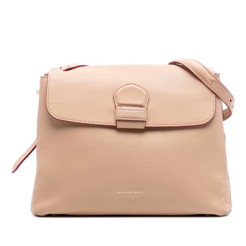 Burberry Medium House Check Trimmed Leather Camberley Satchel Beige Leather Very good condition - Front View