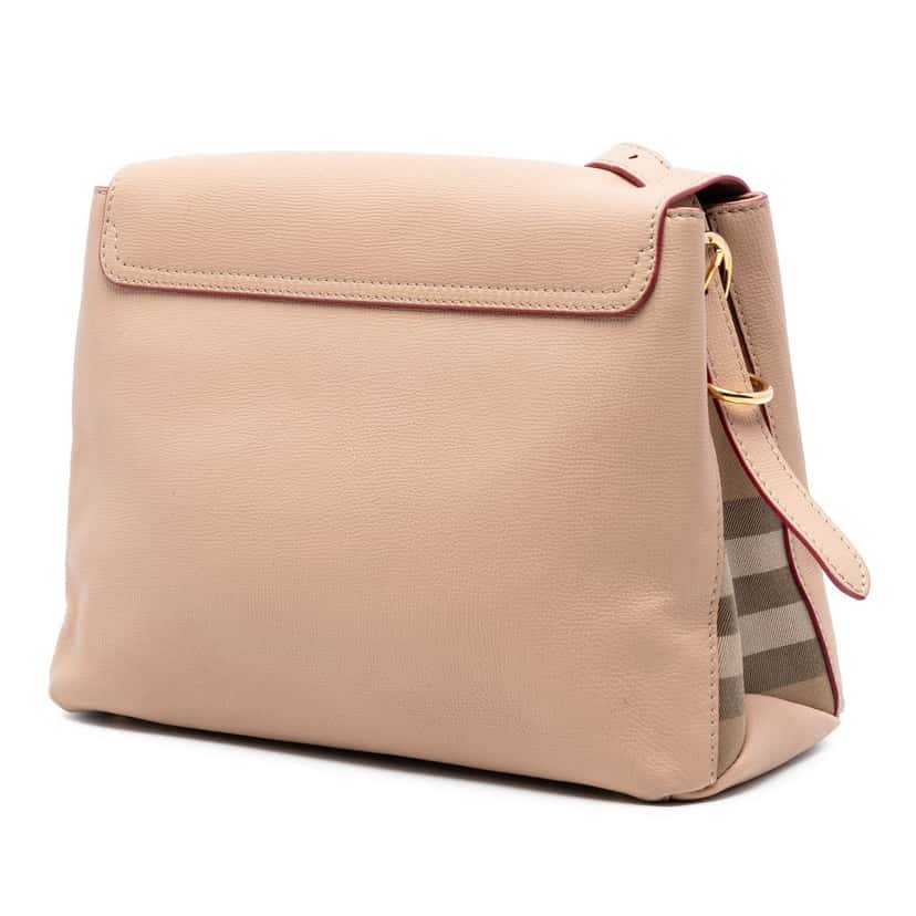 Burberry Medium House Check Trimmed Leather Camberley Satchel Beige Leather Very good condition - Back View