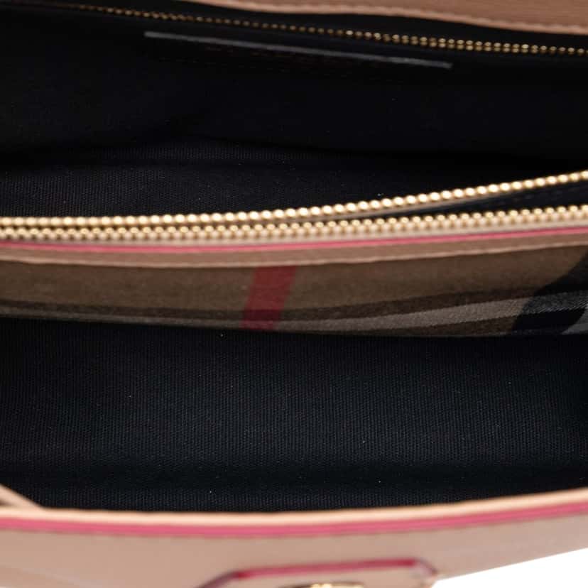 Burberry Medium House Check Trimmed Leather Camberley Satchel Beige Leather Very good condition - Model View