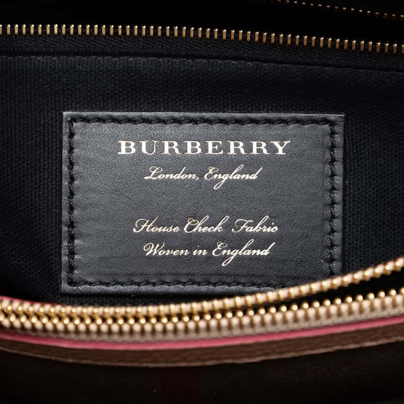 Burberry Medium House Check Trimmed Leather Camberley Satchel Beige Leather Very good condition - Box View