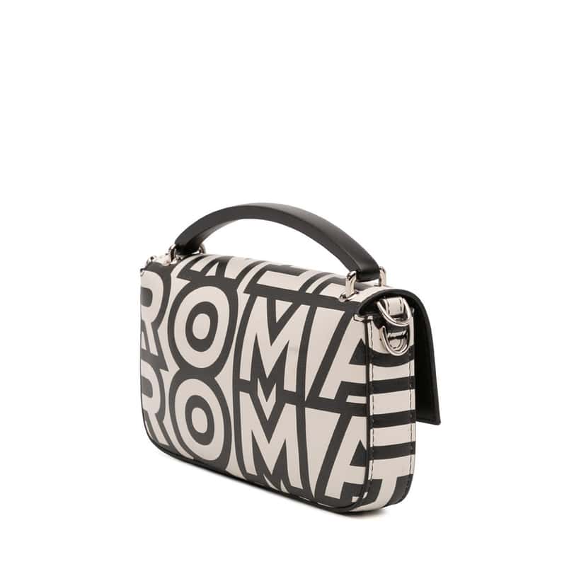 Fendi Marc Jacobs Nappa Vitello King Logo Print Baguette Phone Pouch Satchel White Leather Very good condition - Back View