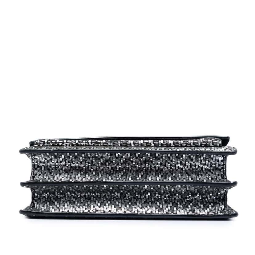 Saint Laurent Medium Metallic Woven Leather Monogram Sunset Crossbody Silver Leather Very good condition - Inside View