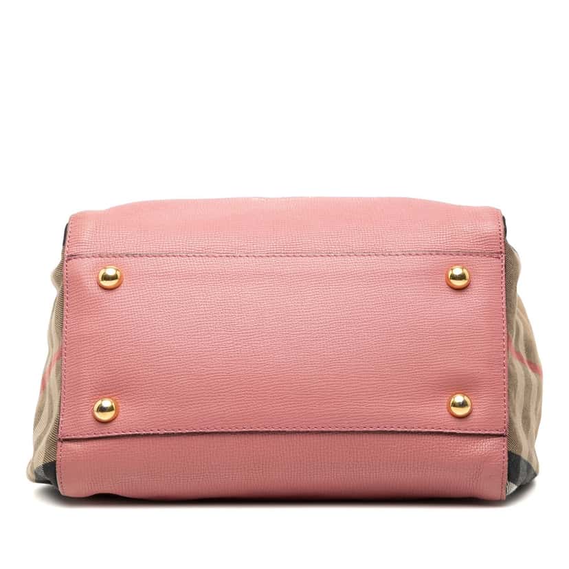 Burberry Small Leather and House Check Canvas Canterbury Tote Pink Leather Very good condition - Inside View