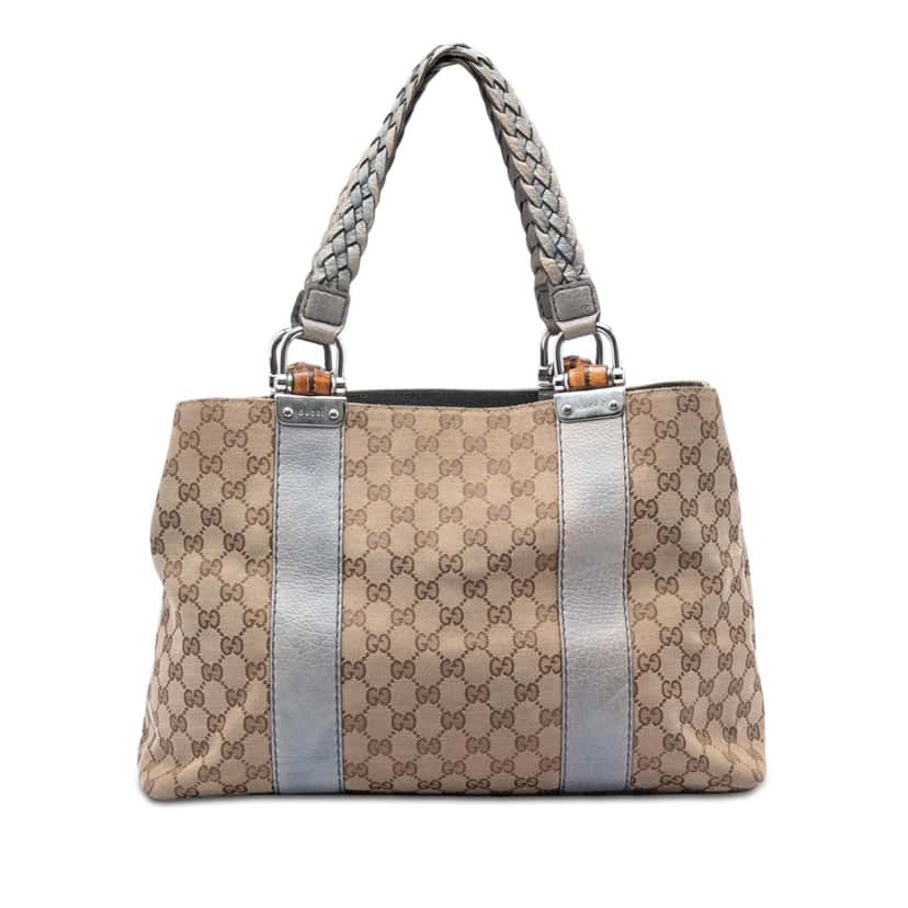 Gucci Medium GG Canvas Bamboo Libeccio Tote Beige Very good condition - Front View