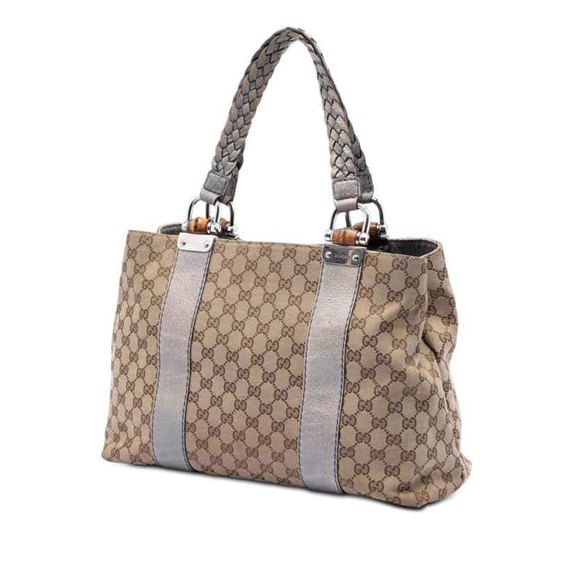 Gucci Medium GG Canvas Bamboo Libeccio Tote Beige Very good condition - Back View