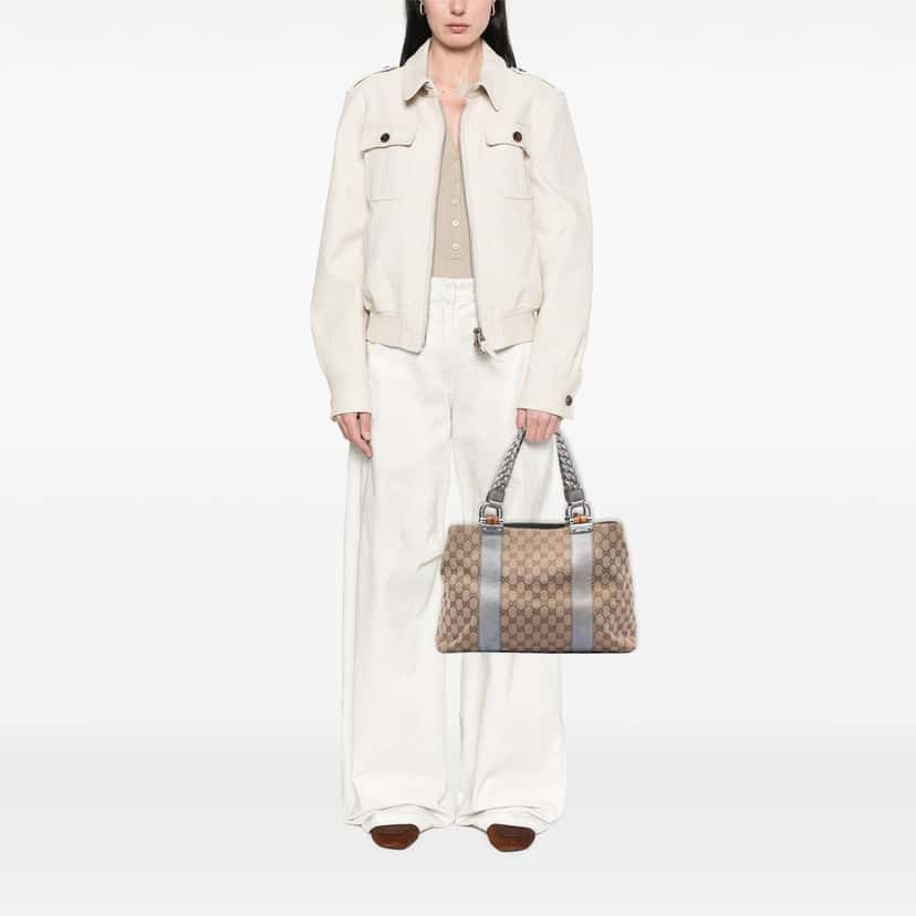 Gucci Medium GG Canvas Bamboo Libeccio Tote Beige Very good condition - Box View