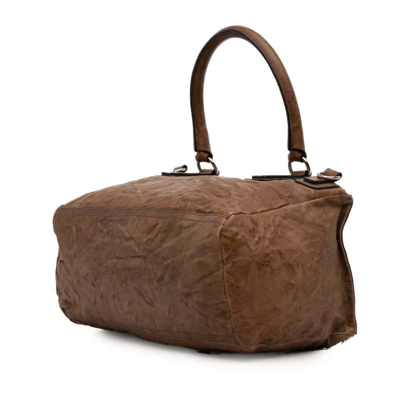 Givenchy Medium Wrinkled Sheepskin Pandora Satchel Brown Leather Very good condition - Back View