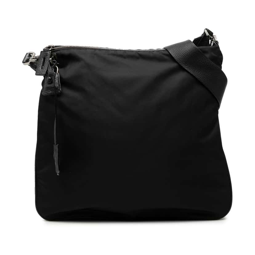 Prada Tessuto Zip Top Shoulder Bag Black Good condition - Front View