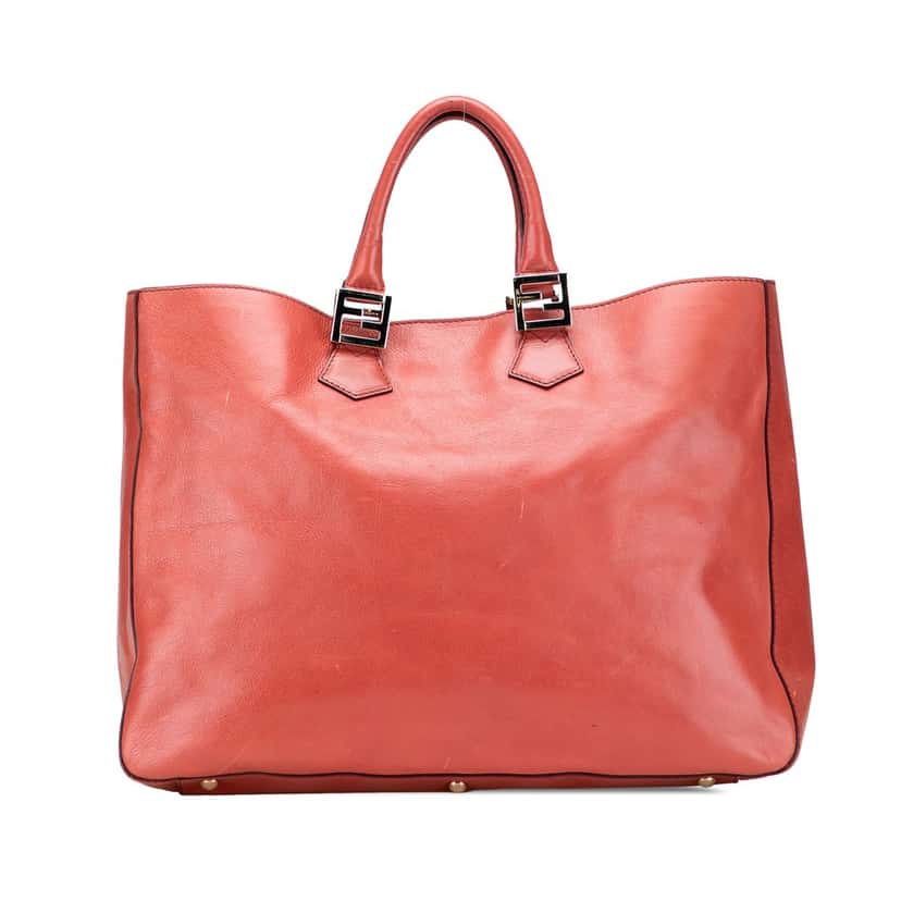 Fendi Large Leather Twins Tote Orange Leather Very good condition - Front View