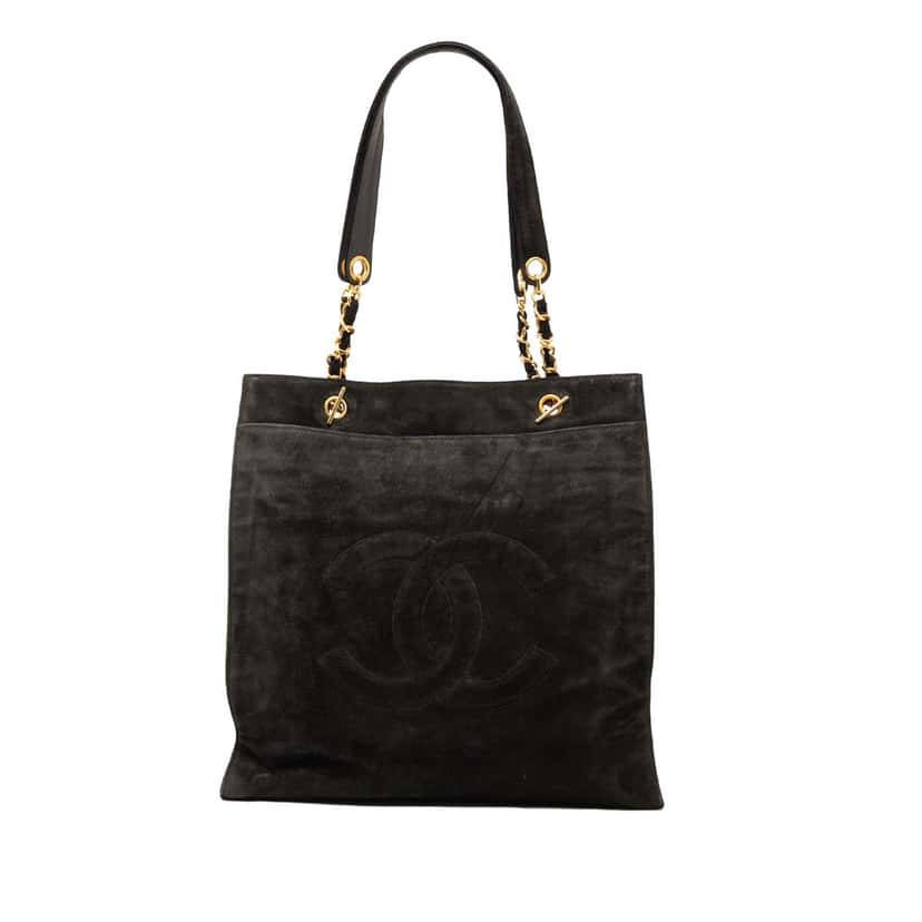 Chanel CC Suede Tote Black Leather Very good condition - Front View