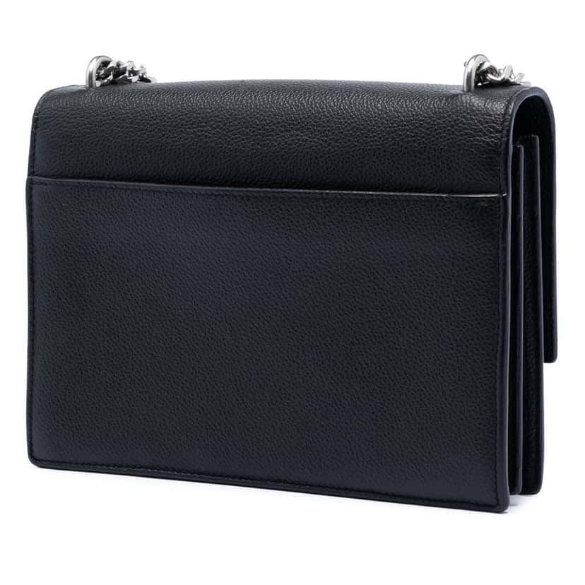 Saint Laurent Medium Grained Calfskin Monogram Sunset Crossbody Black Leather Very good condition - Back View