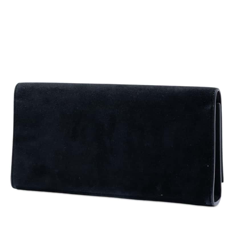 Saint Laurent Suede Monogram Kate Tassel Clutch Black Leather Very good condition - Back View