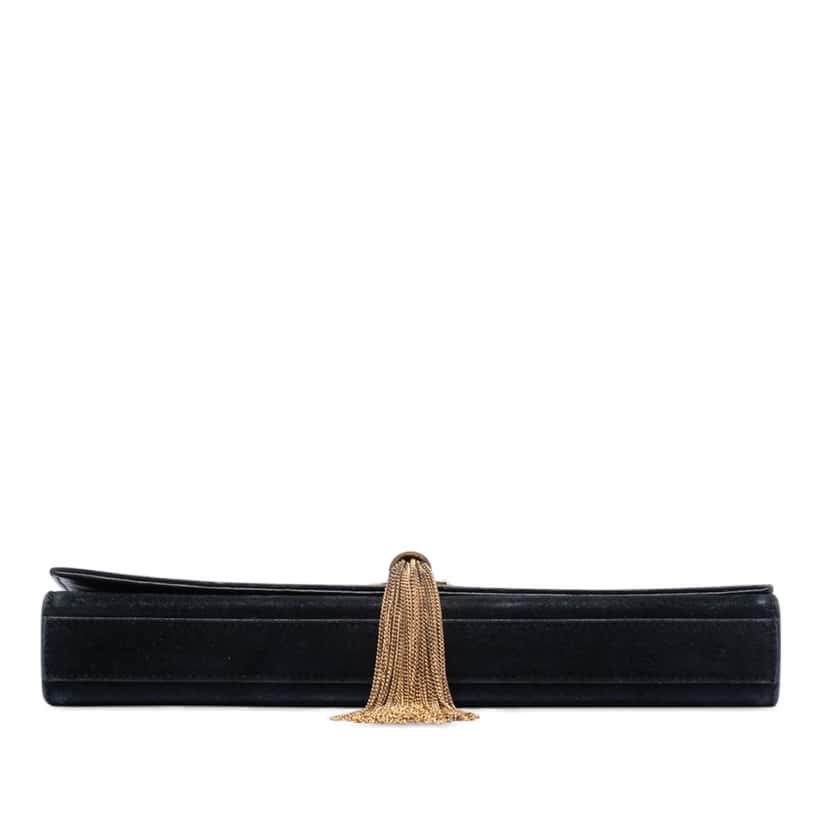 Saint Laurent Suede Monogram Kate Tassel Clutch Black Leather Very good condition - Inside View