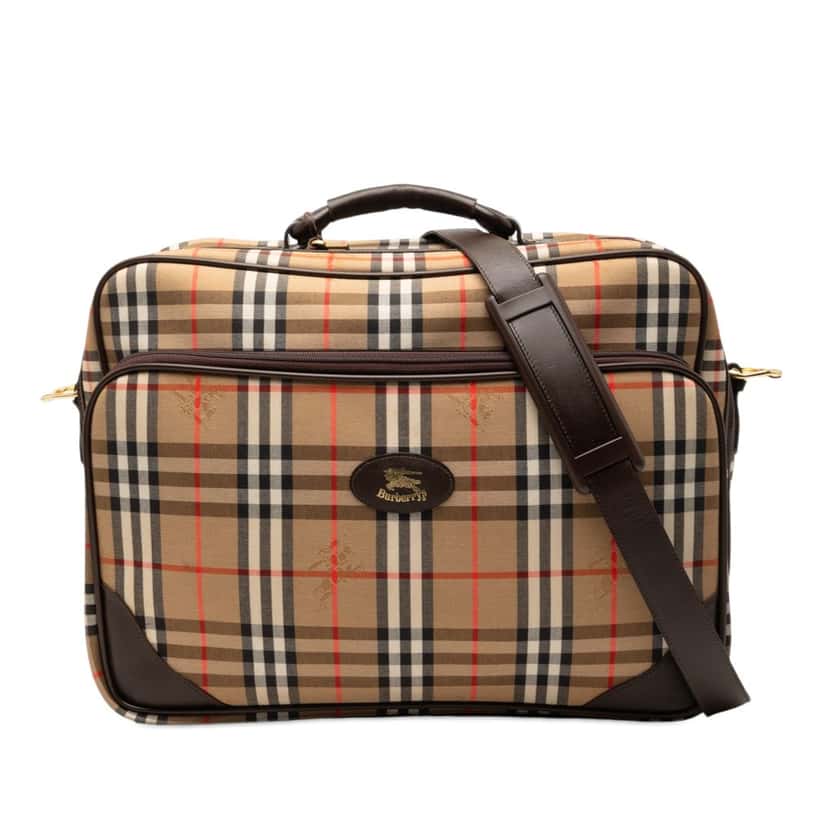 Burberry Haymarket Check Canvas Briefcase Beige Very good condition - Front View