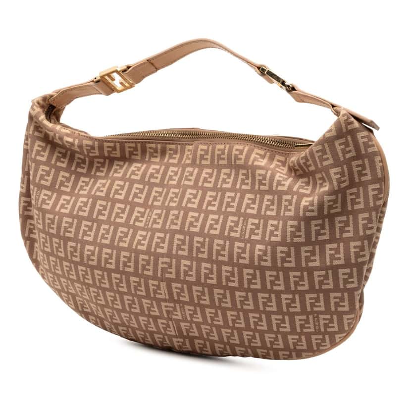 Fendi Zucchino Canvas Hobo Beige Good condition - Back View