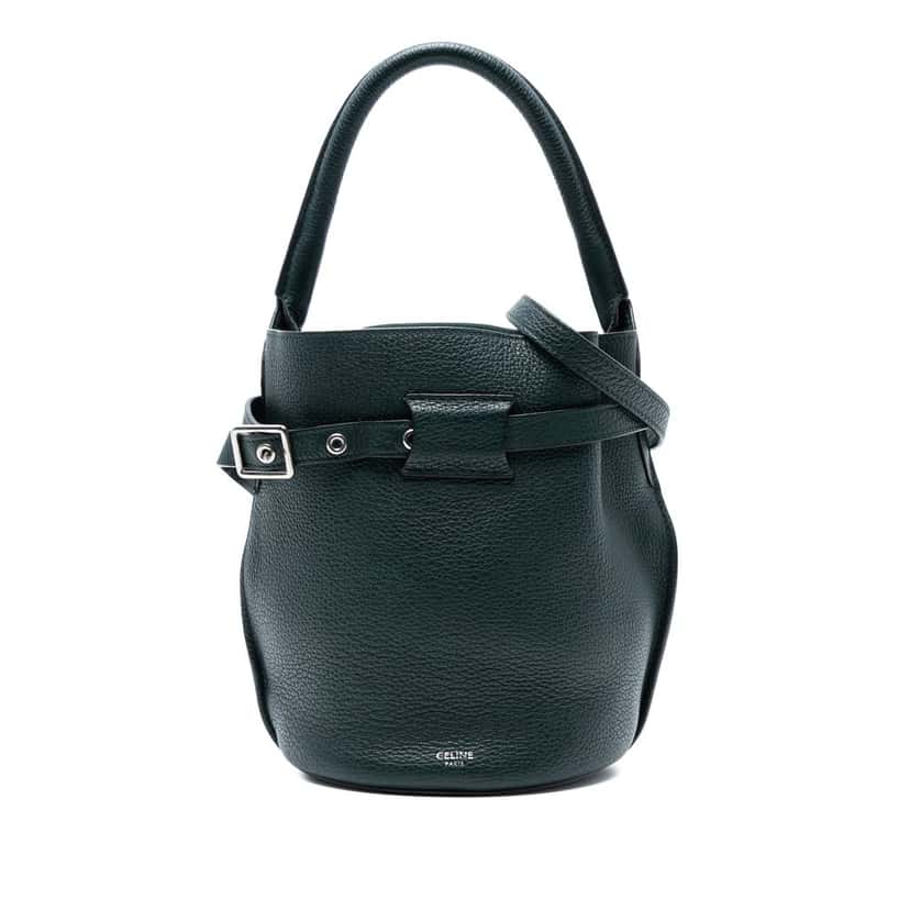 Celine Nano Leather Big Bucket Bag Green Leather Very good condition - Front View