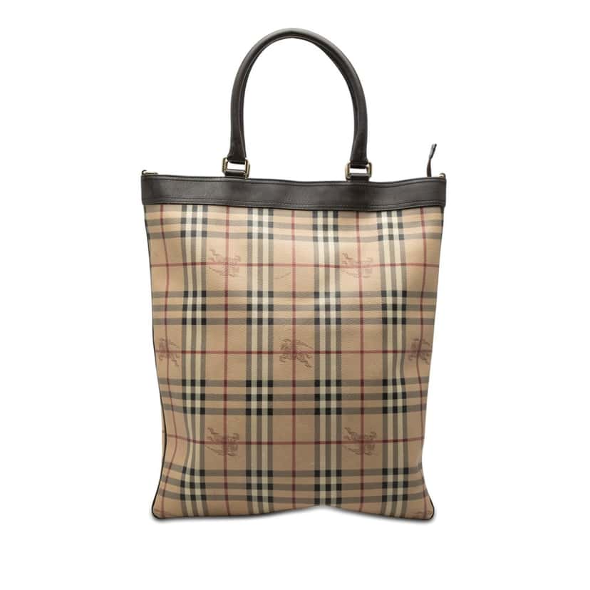 Burberry Haymarket Check Coated Canvas Tote Beige Very good condition - Front View