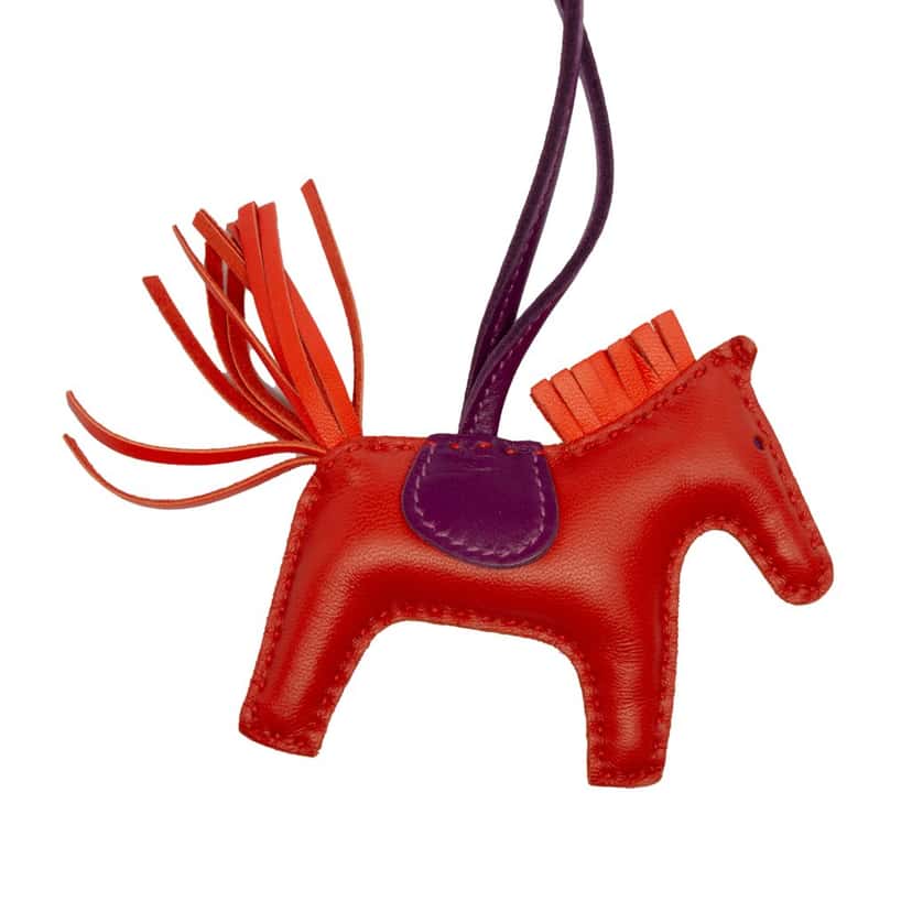 Hermès Milo Lambskin Grigri Rodeo Bag Charm PM Orange Leather Very good condition - Model View